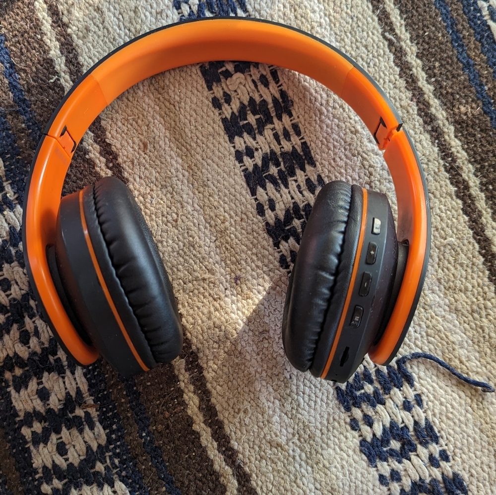 Black and Orange Padded Over Ear Headphones